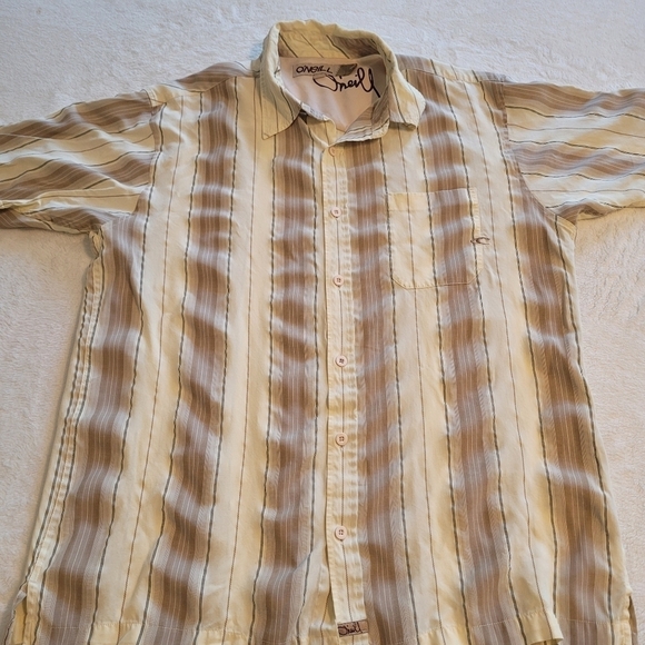 O'Neill Striped Collared Button Down Short Sleeve Shirt Men's Large - Picture 16 of 16